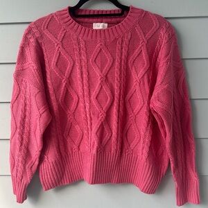 ☀️BOGO Item NWOT Pink Lily Fun And Fabulous Pink Cable Knit Sweater☀️